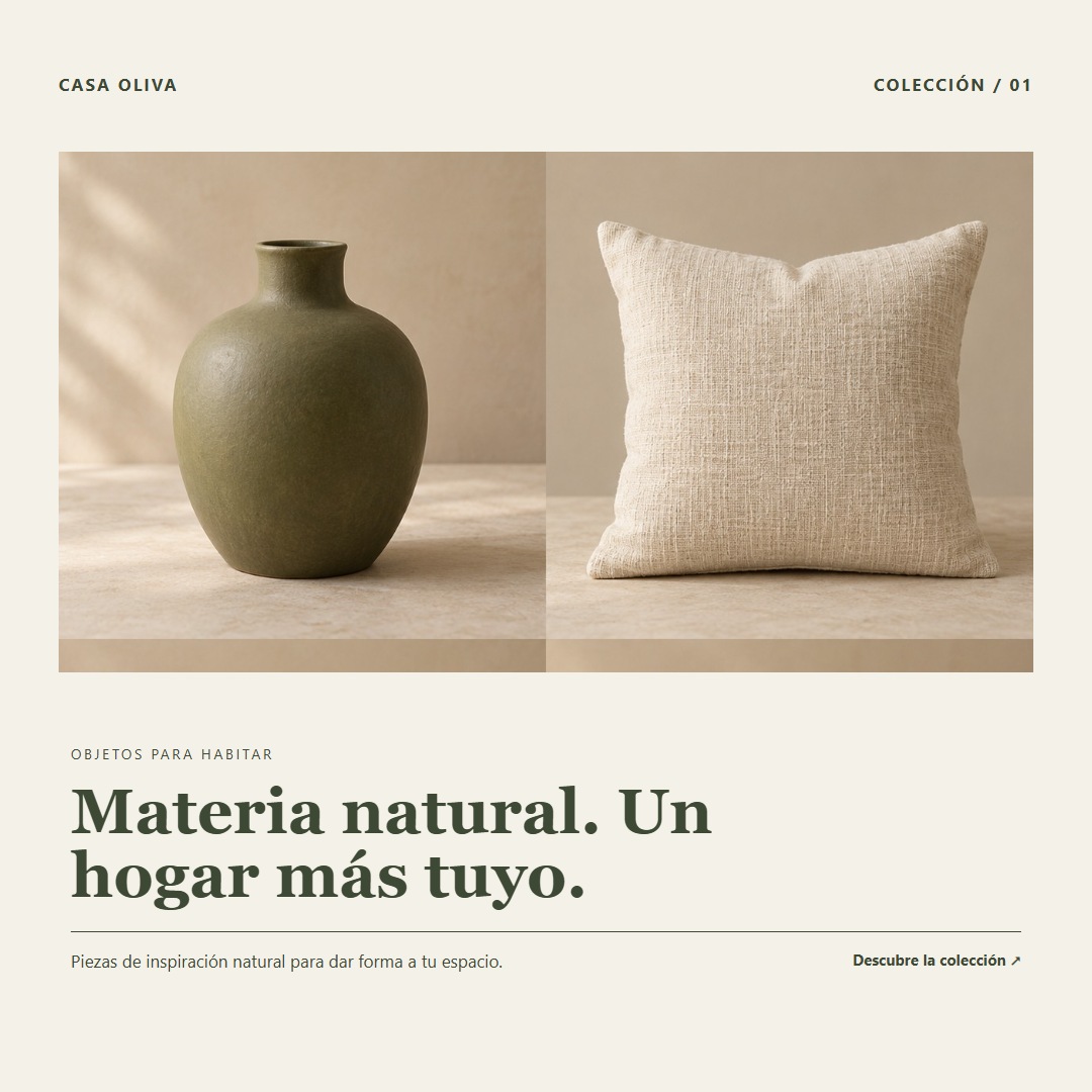 Diseño de muestra 1 de 10 para la marca conceptual Casa Oliva.