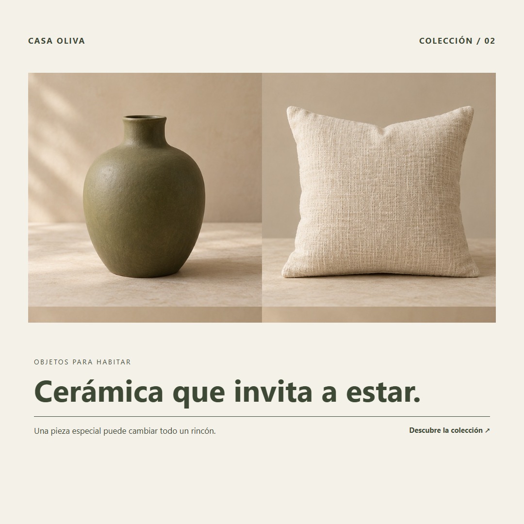 Diseño de muestra 2 de 10 para la marca conceptual Casa Oliva.