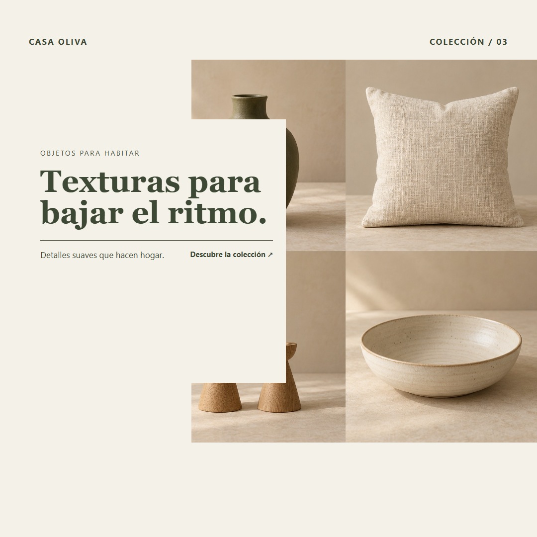 Diseño de muestra 3 de 10 para la marca conceptual Casa Oliva.