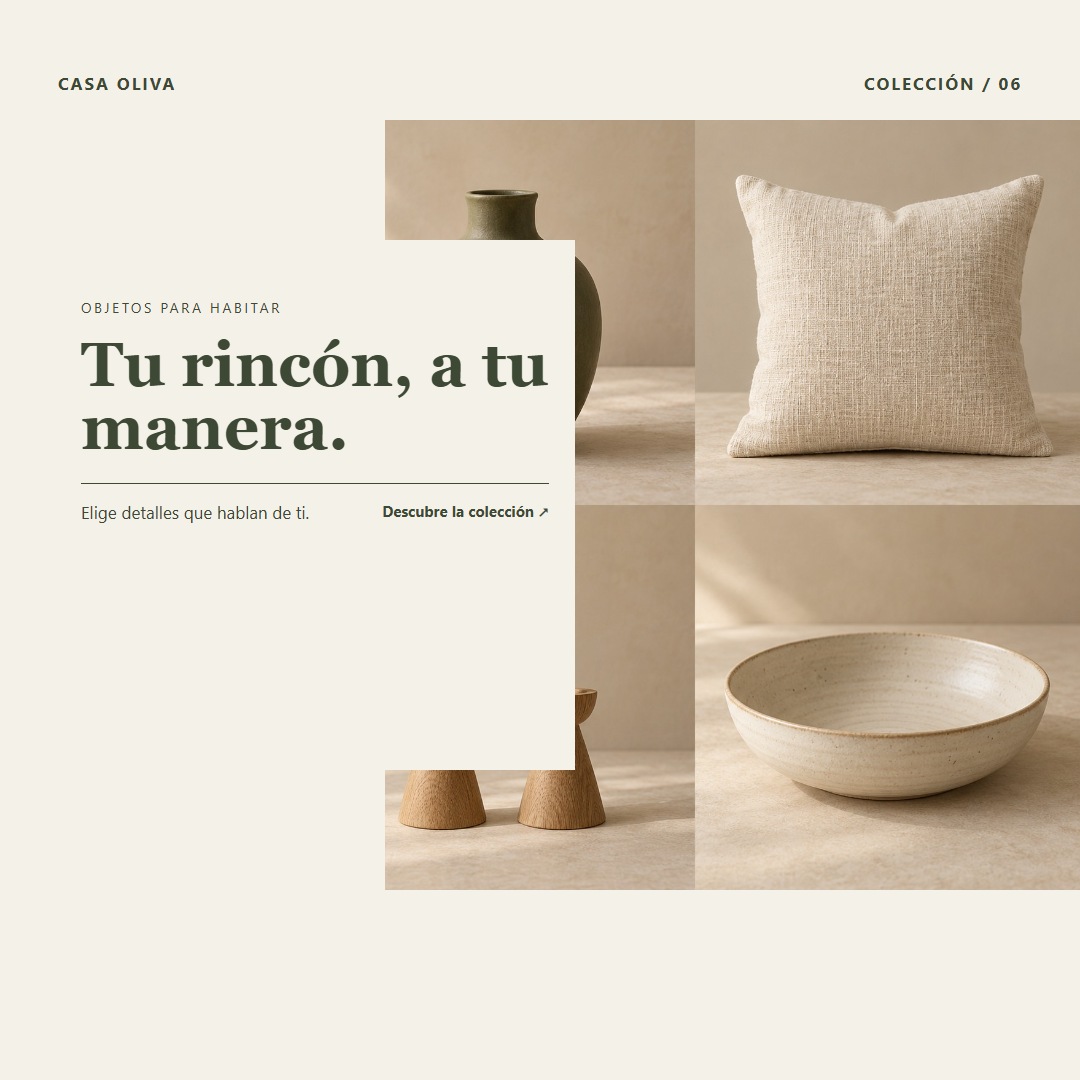 Diseño de muestra 6 de 10 para la marca conceptual Casa Oliva.