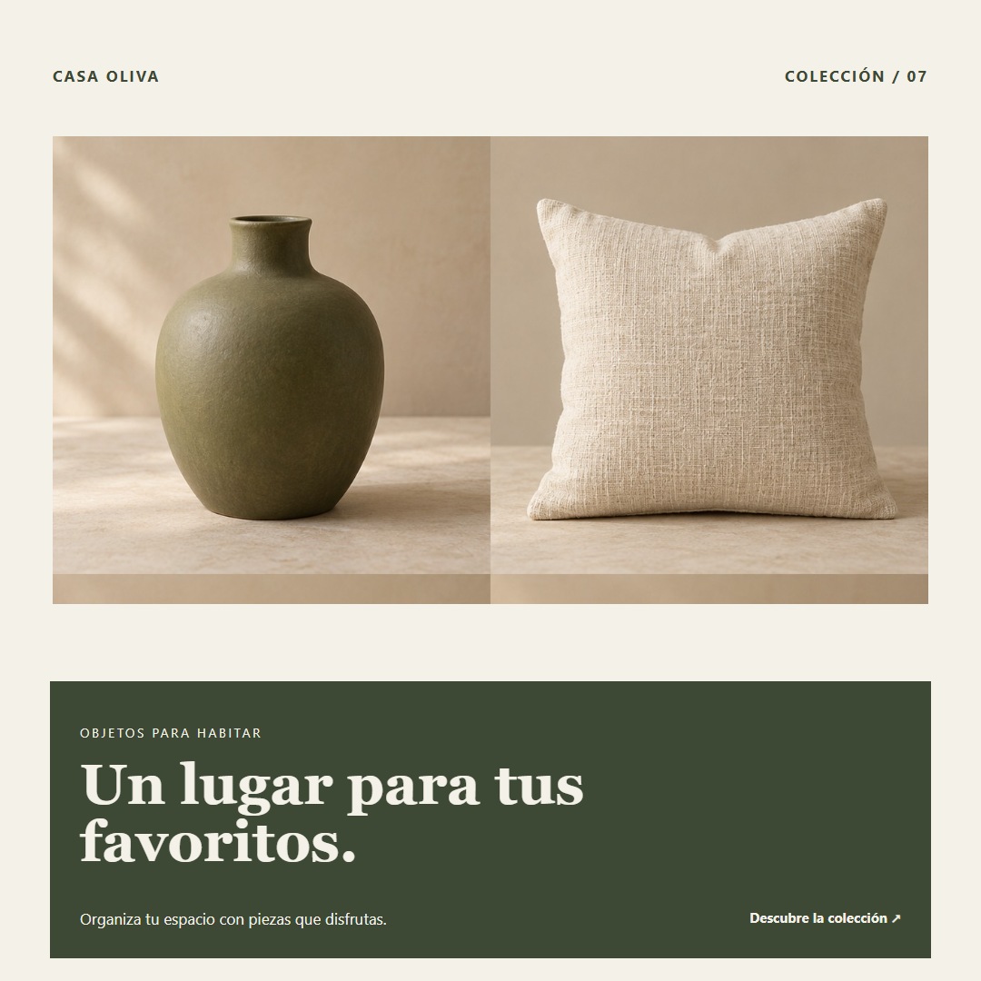 Diseño de muestra 7 de 10 para la marca conceptual Casa Oliva.