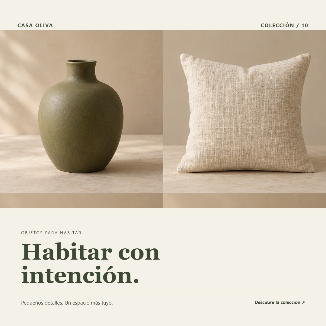 Diseño de muestra 10 de 10 para la marca conceptual Casa Oliva.